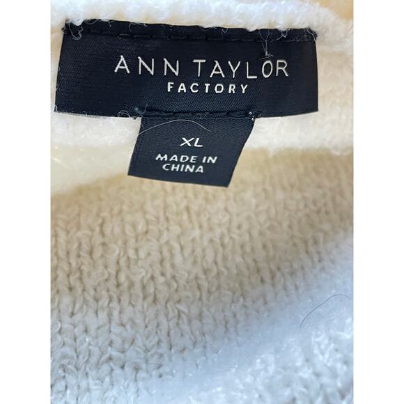 Ann Taylor Cream Sweater Pearl Cable Knit - Picture 3 of 6